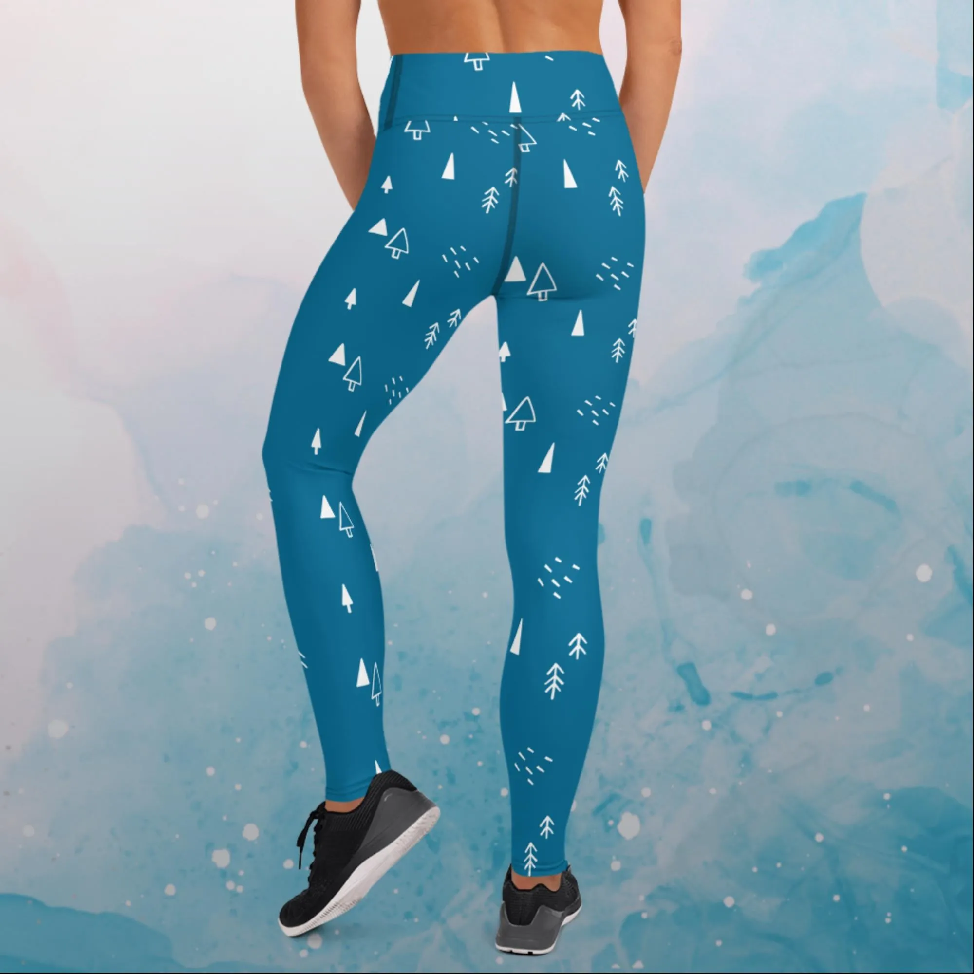 Scandinavian Forest Blue High Waist Leggings