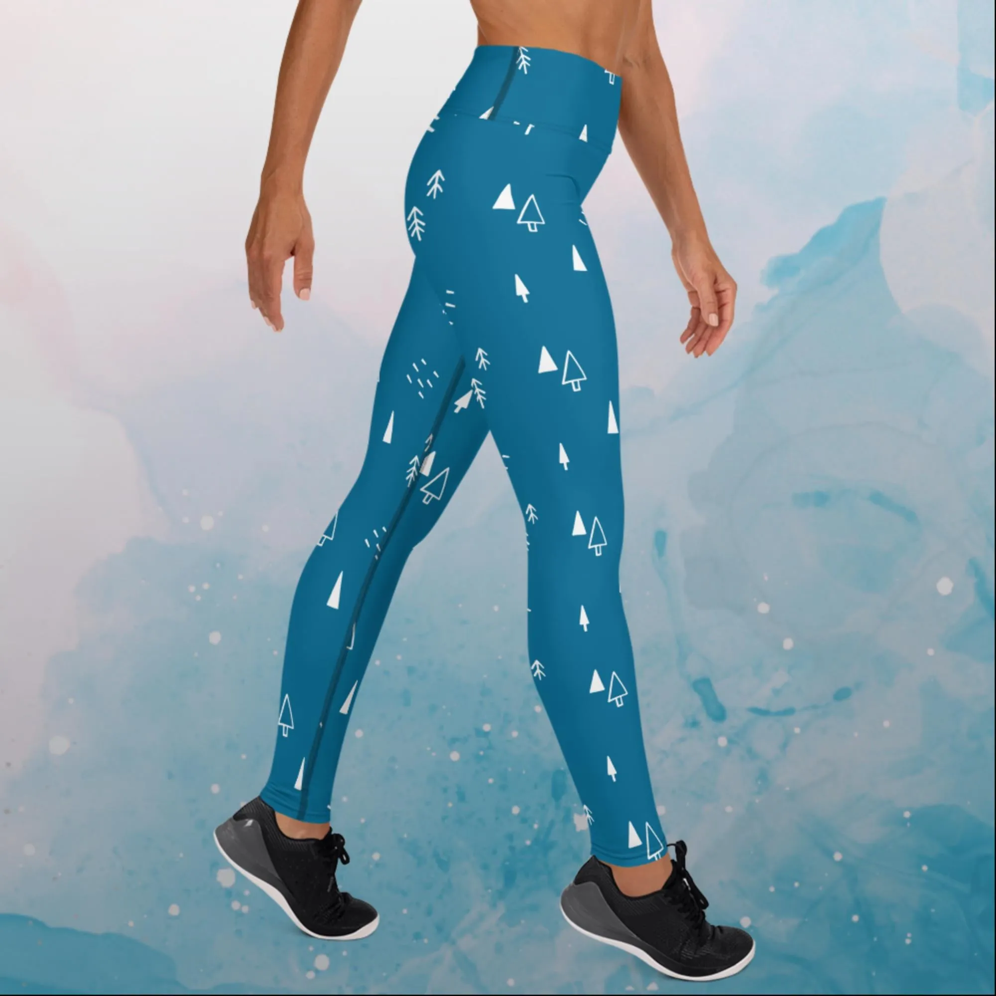 Scandinavian Forest Blue High Waist Leggings