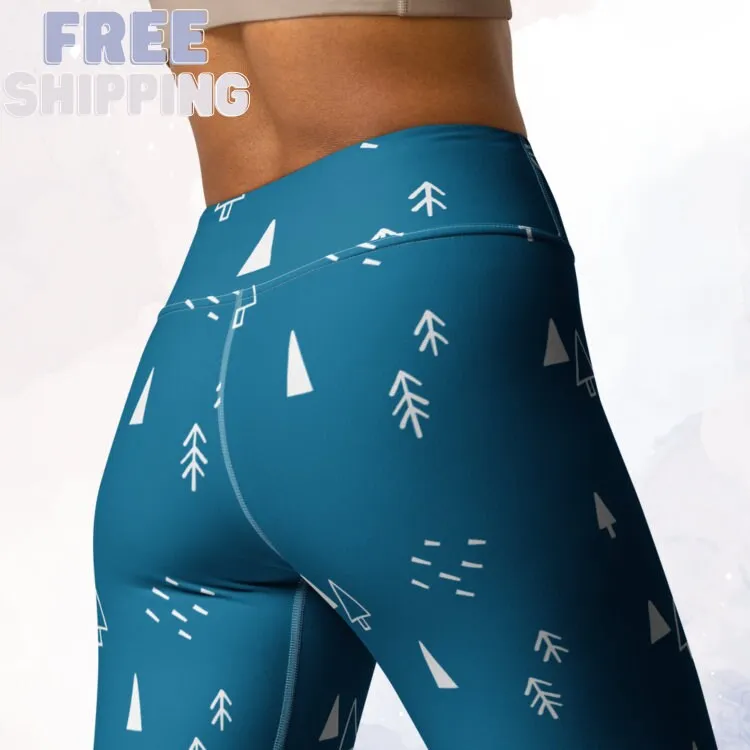 Scandinavian Forest Blue High Waist Leggings