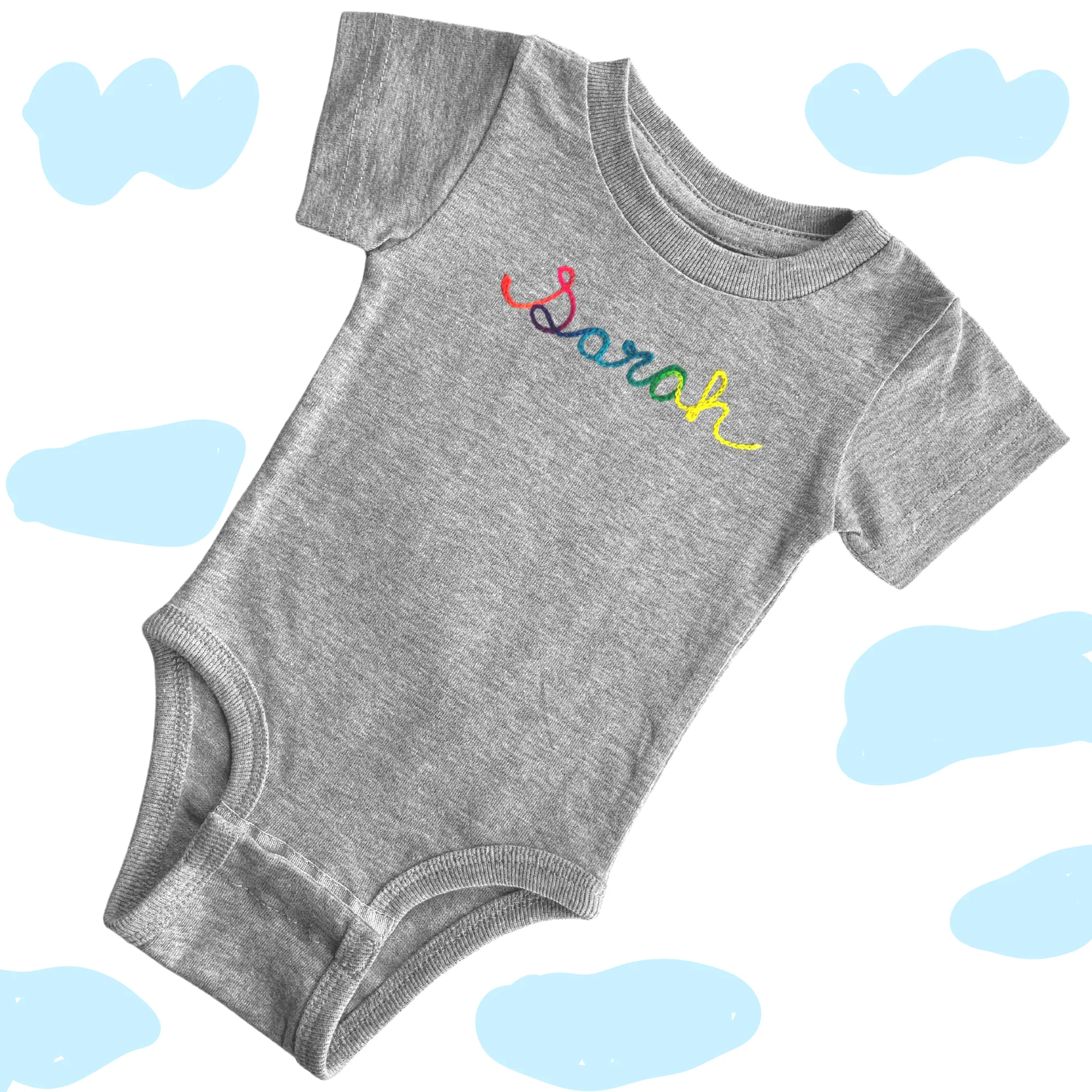 The Short Sleeve Chainstitch Baby Onesie - Gray