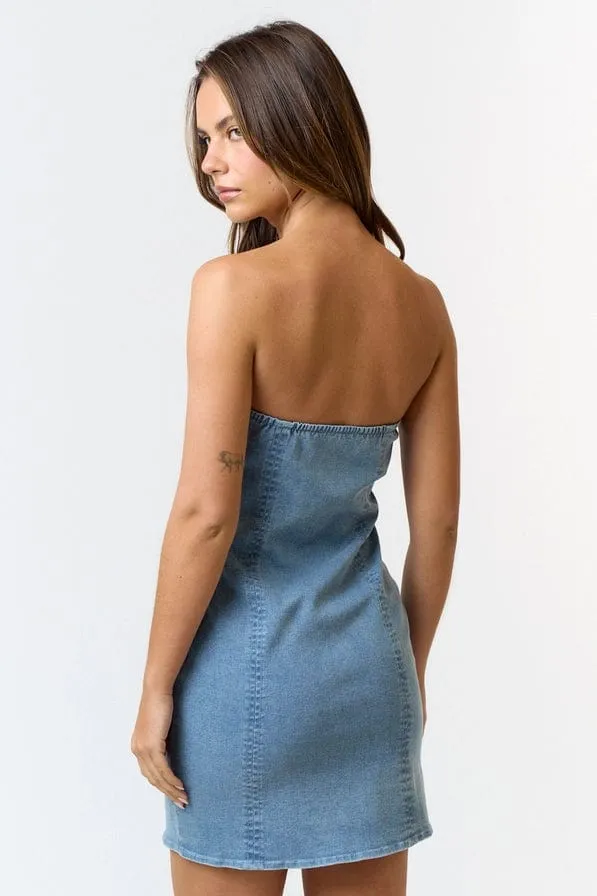 Twilight Tube Mini Dress in Denim