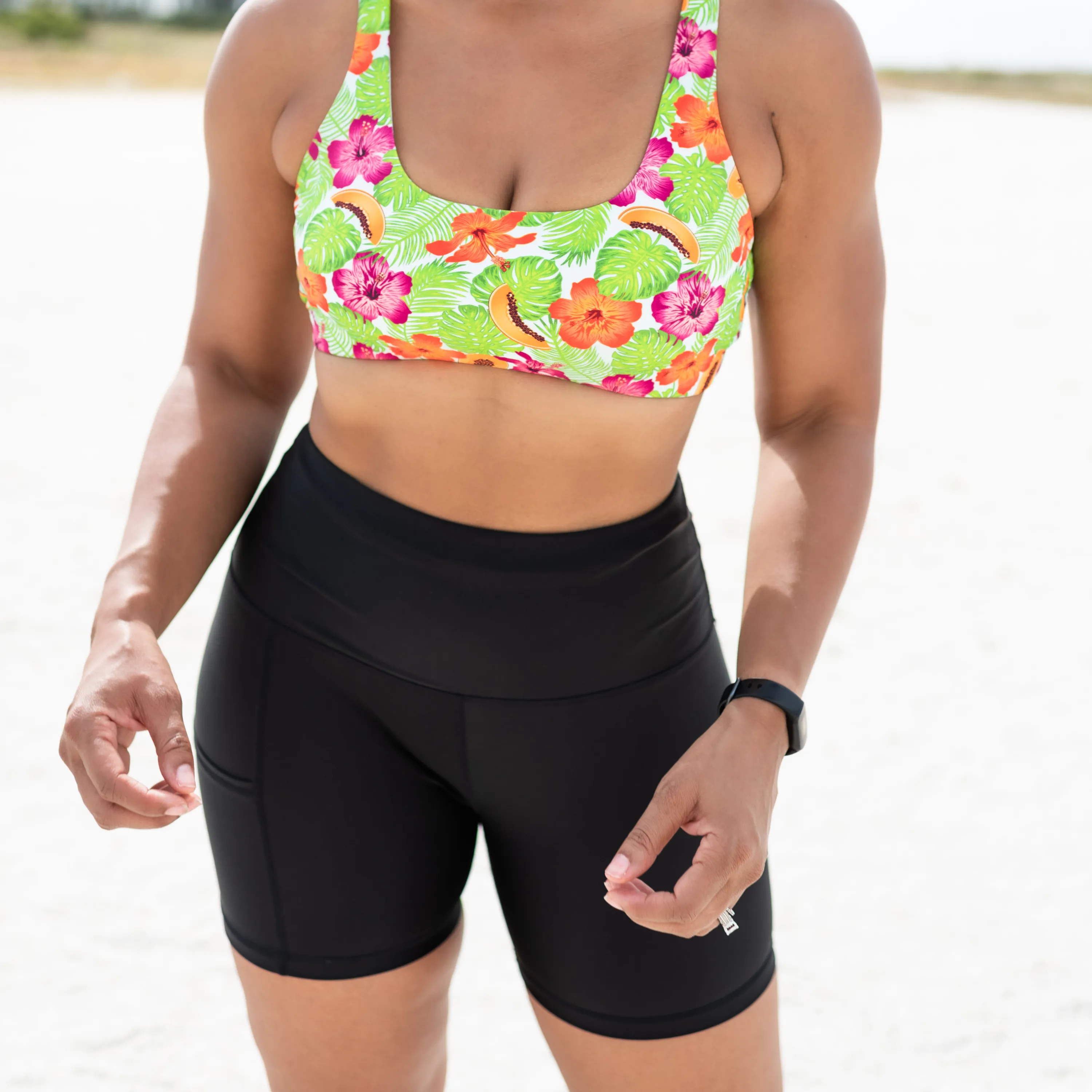 Women's Long Swim Bike Short with Pocket | “Black”