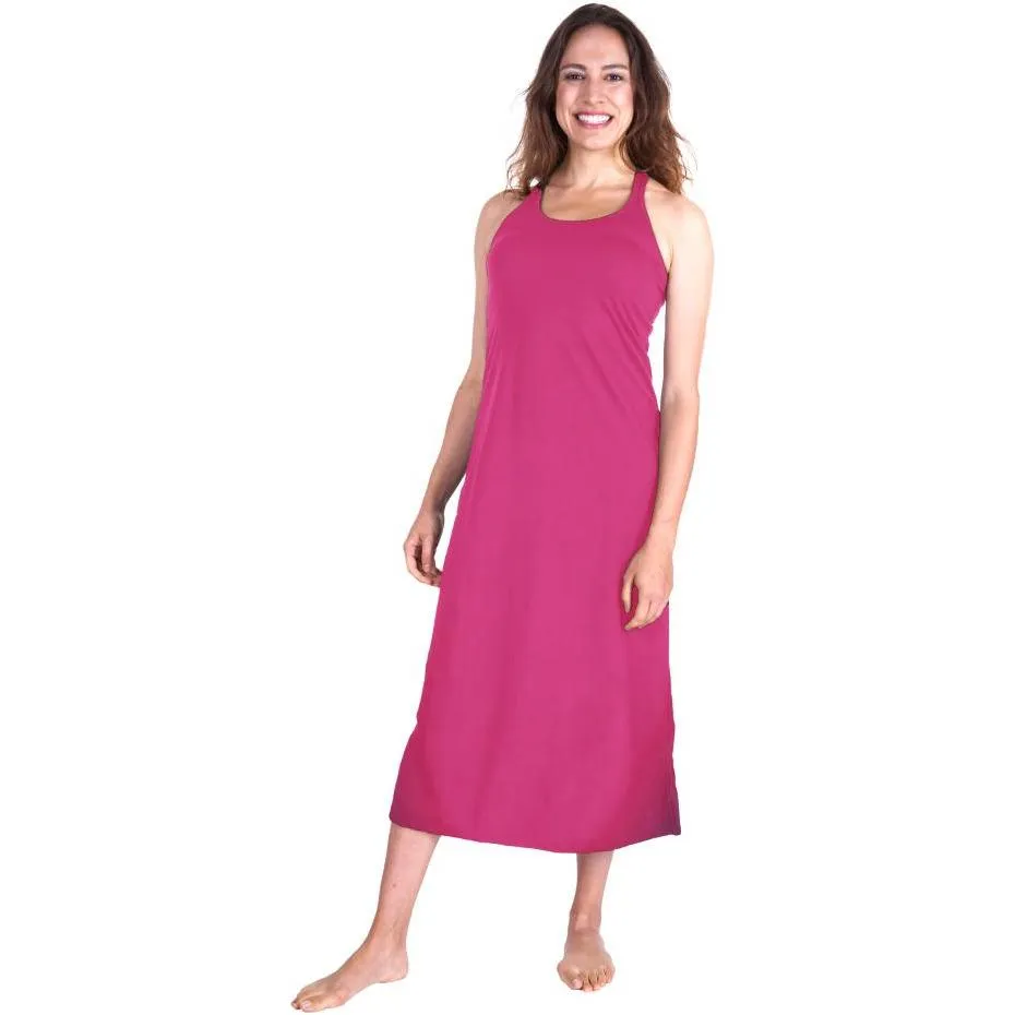 Women's Moisture Wicking Long Racerback Tank Gown with Shelf Bra